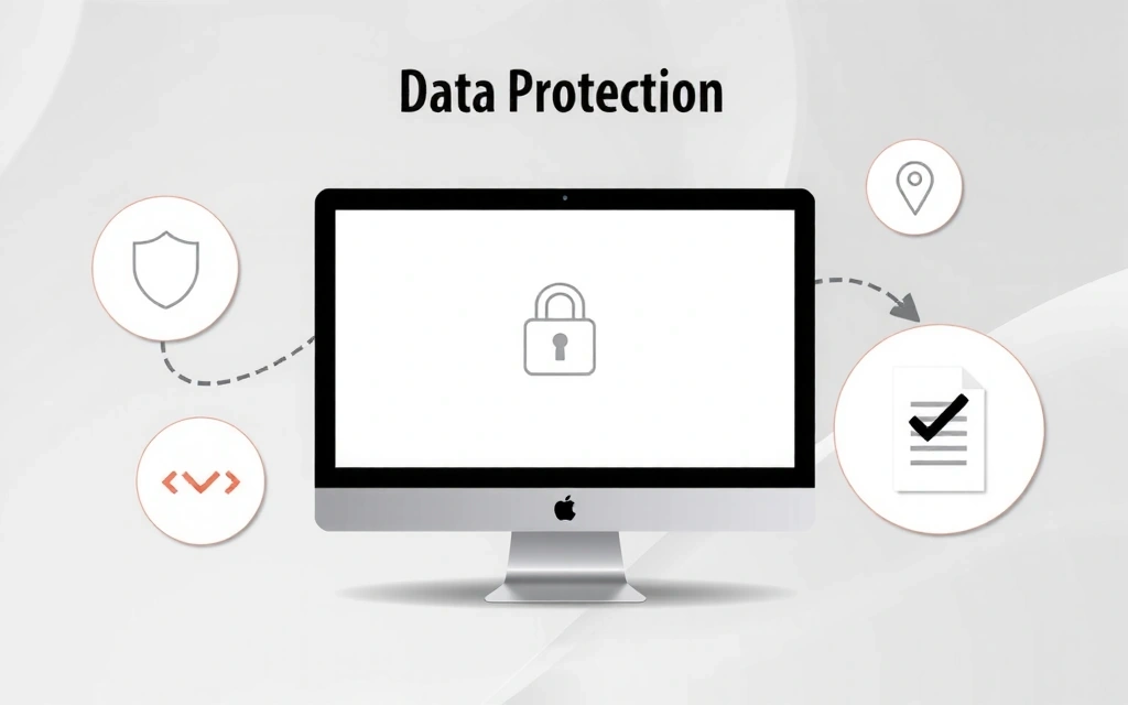 Datenschutz-Symbole auf einem Bildschirm